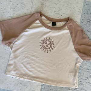 SHEIN Ribbed Tan and Cream crop top